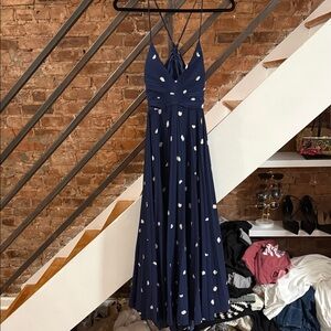 Astr Navy Blue Maxi Dress with White Dots